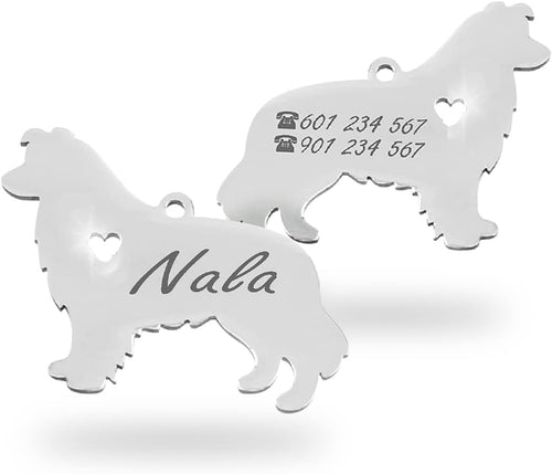 Chapa para Perro y Gato Personalizada - Ideal para Grabar su Nombre y tu Contacto - Placa Identificativa Hecha de Acero Inoxidable - Forma de Shetland - Regalos Market
