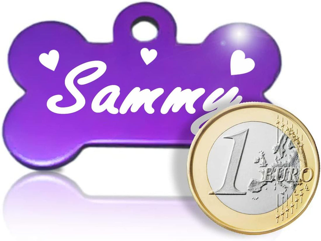 Ibera gifts - Hundemarke mit Gravur, Hundemarke personalisiert, XL, Knochenförmig, für große Haustiere, Aluminium (Blau)