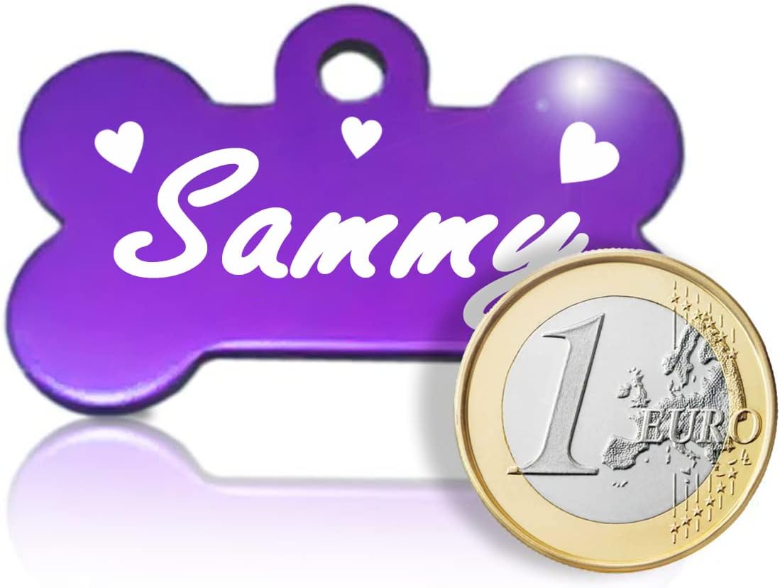 Ibera gifts - Hundemarke mit Gravur, Hundemarke personalisiert, XL, Knochenförmig, für große Haustiere, Aluminium (Blau)