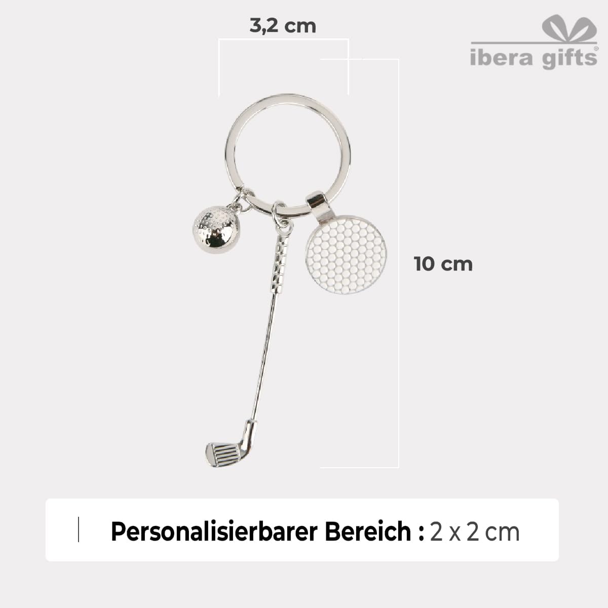 ibera gifts – Golf Schlüsselanhänger personalisiert mit Gravur – Schlüsselanhänger Golf mit Gravur – Geschenkidee für Golfer – Edelstahl – Golfballmarker (Club)