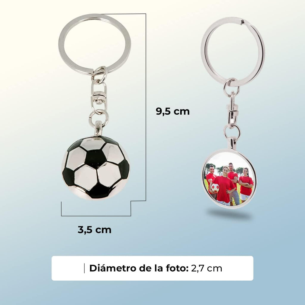 ibera gifts - Foto Llavero personalizado En Forma de pelota de futbol - Regalos originales personalizados Mujer, Hombre, Parejas, Novios, Amiga, Papa, Dia de Padre, Grabado con Imagen