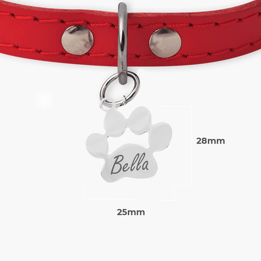 Ibera gifts - Hundemarke mit Gravur, personalisiert, in Form einer Pfote aus Edelstahl, 25x28 mm
