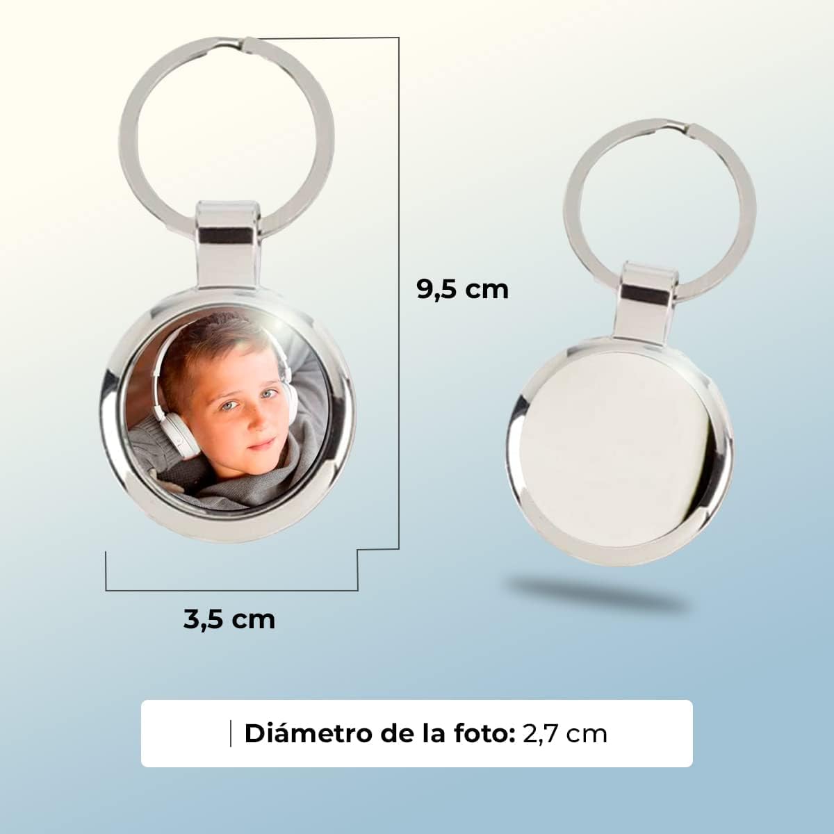 Ibera gifts - Foto Llavero personalizado Redondo - Regalos originales personalizados para Mujer Hombre Parejas Novios Amiga Papa Dia de Padre - Grabado con Imagen