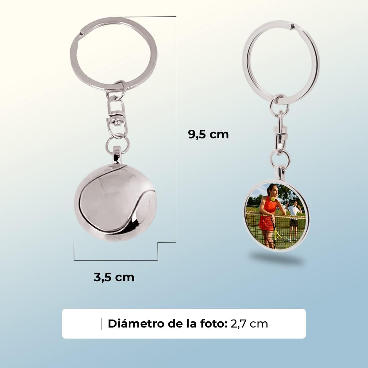 ibera gifts - Foto Llavero personalizado En Forma de pelota Tenis/Padel - Regalos originales personalizados para Mujer Hombre Parejas Novios Papa Dia del Padre - Grabado con Imagen