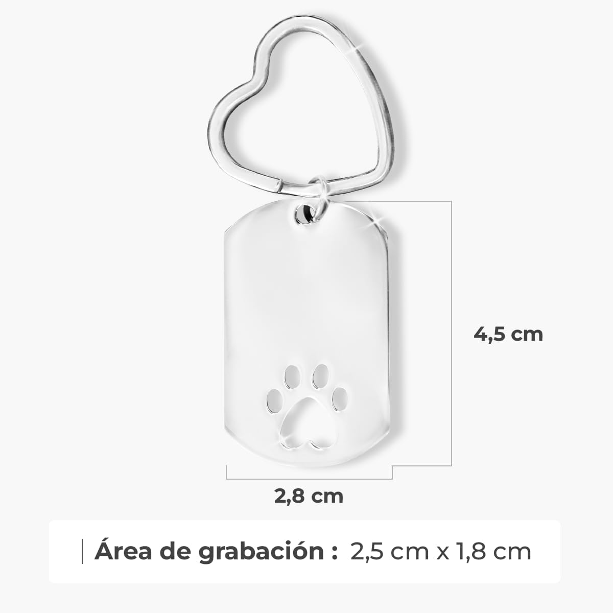 ibera gifts - Llavero Huella Mascota Personalizado con Texto en Acero Inoxidable – Regalo Mascota Personalizado – Llavero Huella Grabado Láser