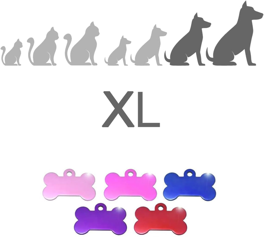 Ibera gifts - Hundemarke mit Gravur, Hundemarke personalisiert, XL, Knochenförmig, für große Haustiere, Aluminium (Rosa)