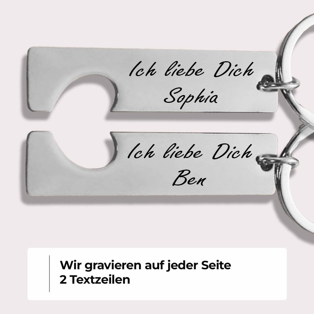 ibera gifts - 2 Personalisierte Schlüsselanhänger Herz - Anhänger als Geschenke Mit Gravur für Freund, Freundin, Vatertag, Muttertag, Partner - Coole Schluesselanhaenger