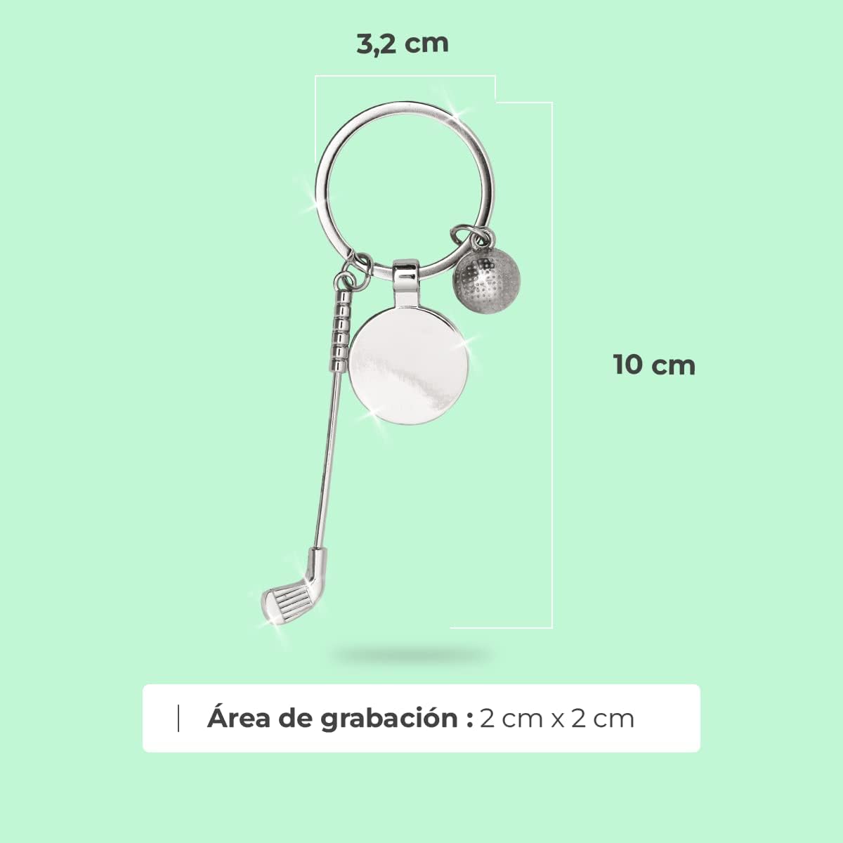 ibera gifts Llavero personalizado de golf - Regalos originales personalizados Golfista, Mujer, Hombre, Parejas, Novios, Amiga, Papa, Dia de Padre - Grabado con Nombre, Llaveros originales