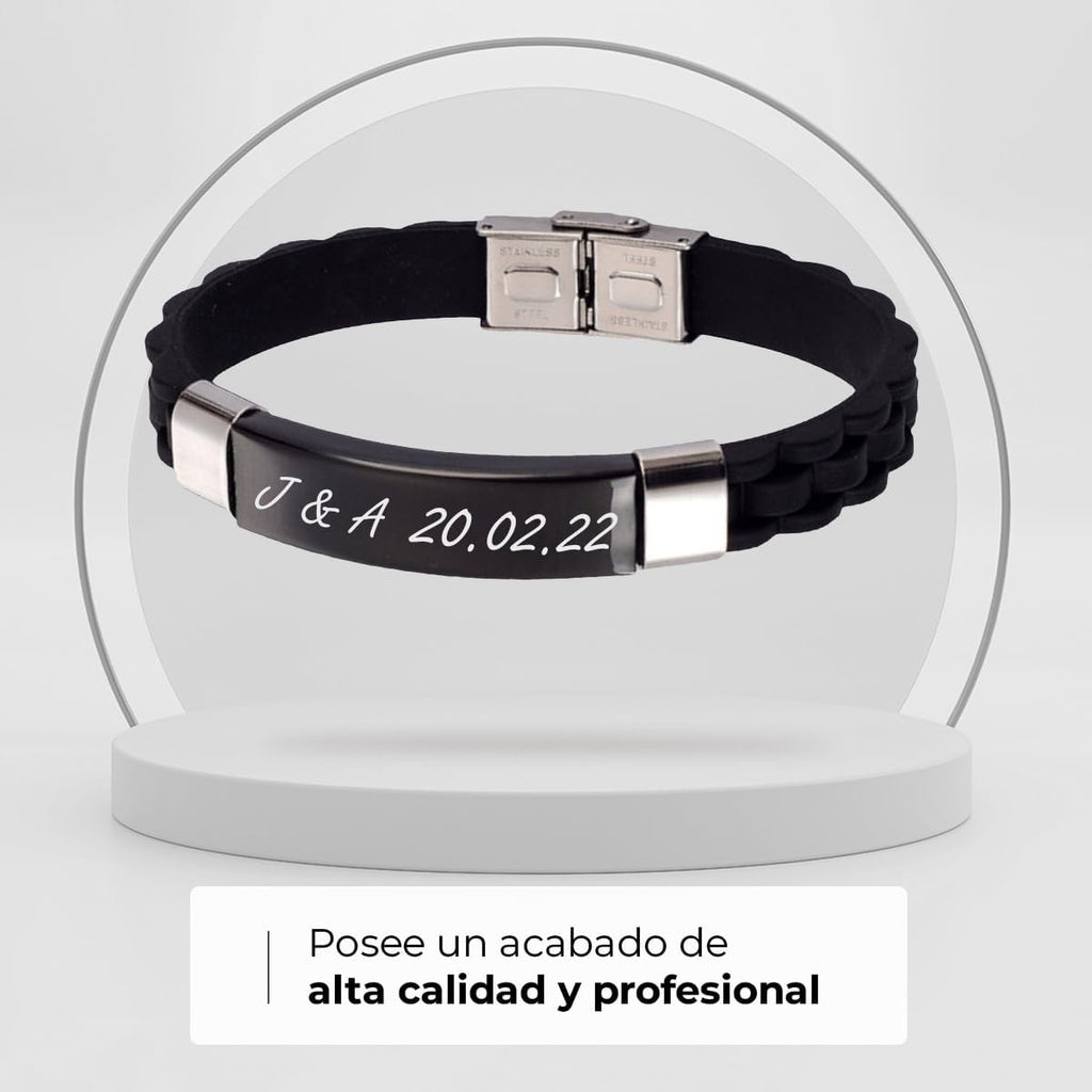 ibera gifts - Pulsera personalizada de acero inoxidable - Regalo Grabado para Hombre Mujer Parejas Amigos - Acabado profesional
