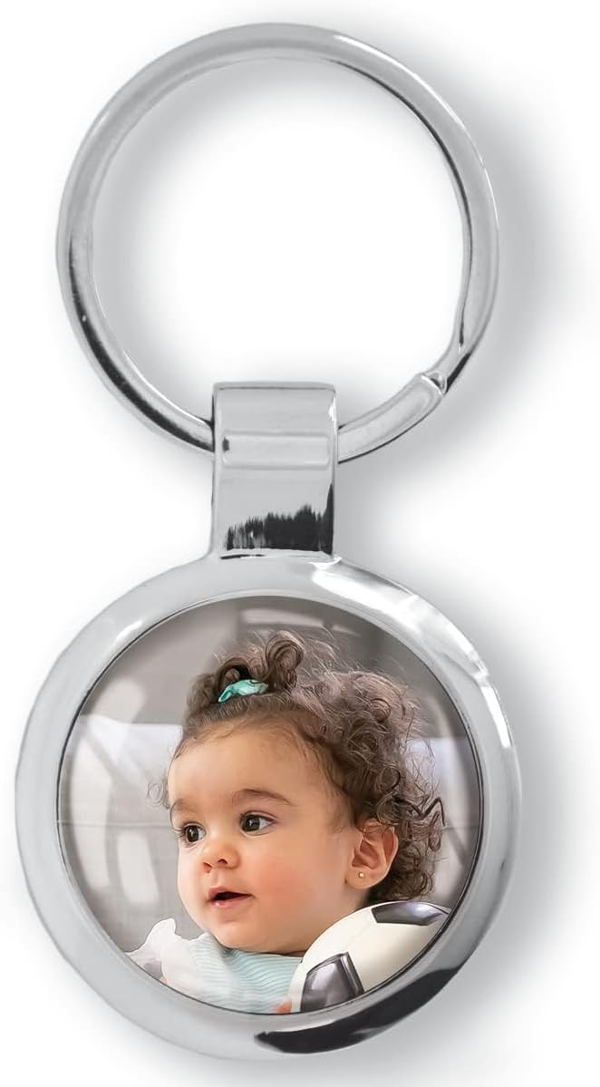 Ibera gifts - Foto Llavero personalizado Redondo - Regalos originales personalizados para Mujer Hombre Parejas Novios Amiga Papa Dia de Padre - Grabado con Imagen