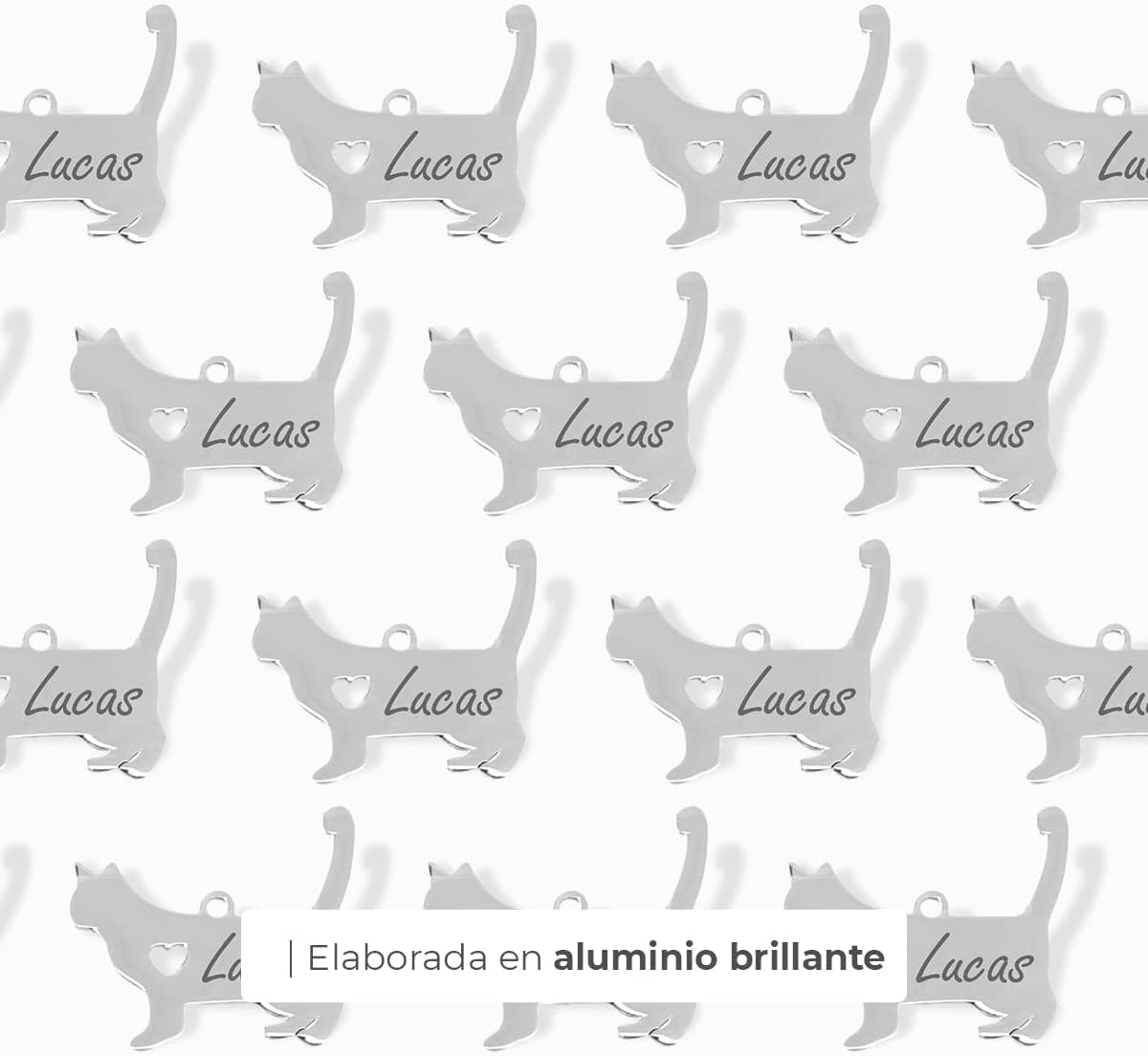 Chapa para Perro y Gato Personalizada - Ideal para Grabar su Nombre y tu Contacto - Placa Identificativa Hecha de Acero Inoxidable - Forma de Gato - Regalos Market