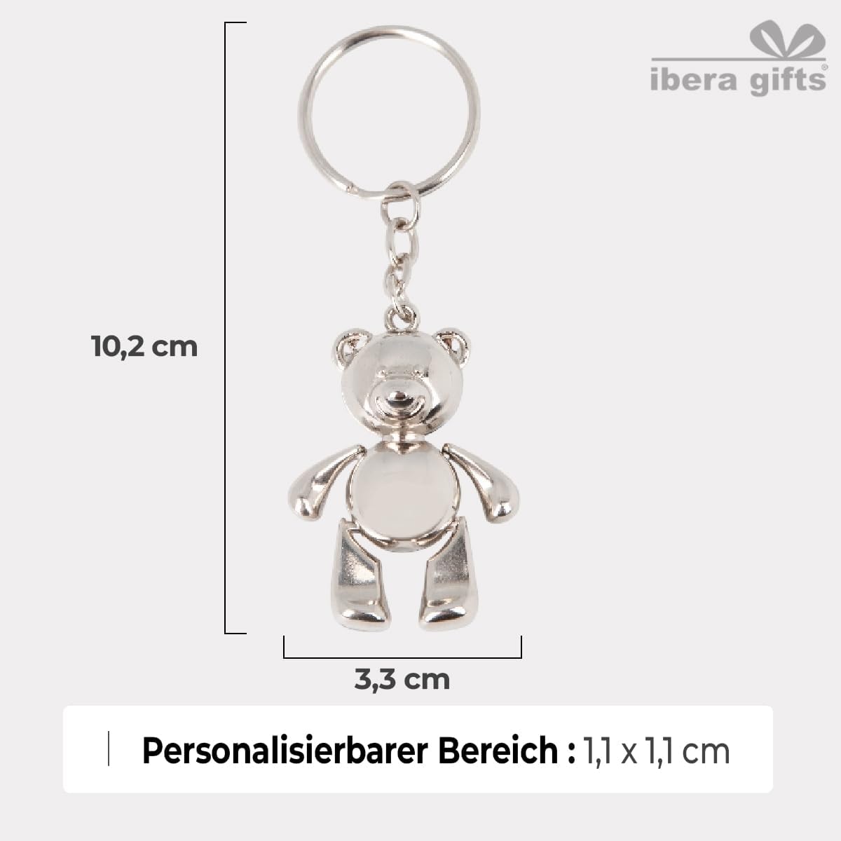 ibera gifts - Personalisierter Schlüsselanhänger Mit Gravur Name Text Bär Metall Geschenk Für Paar Freund Familie Frau Mann Geburtstag Jahrestag Kinder Originell Beweglich