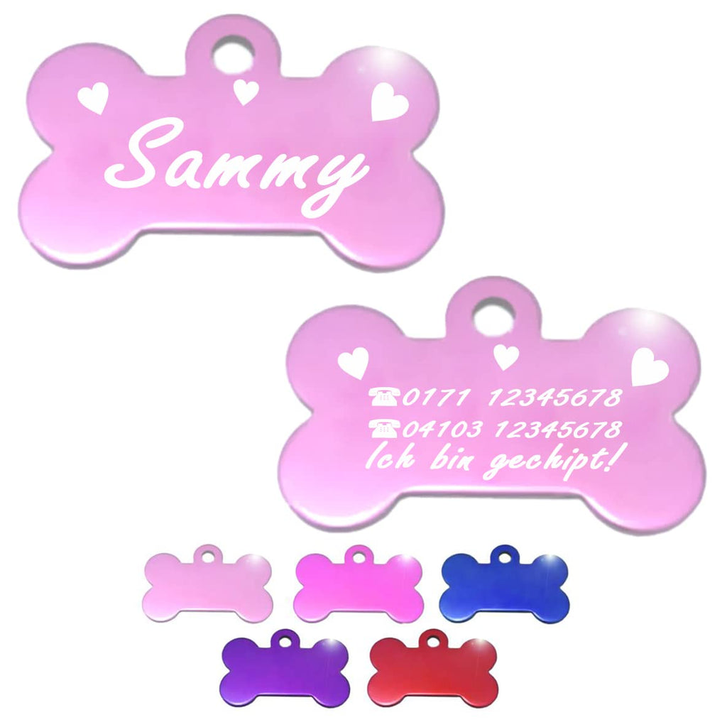 Ibera gifts - Hundemarke mit Gravur, Hundemarke personalisiert, XL, Knochenförmig, für große Haustiere, Aluminium (Blau)