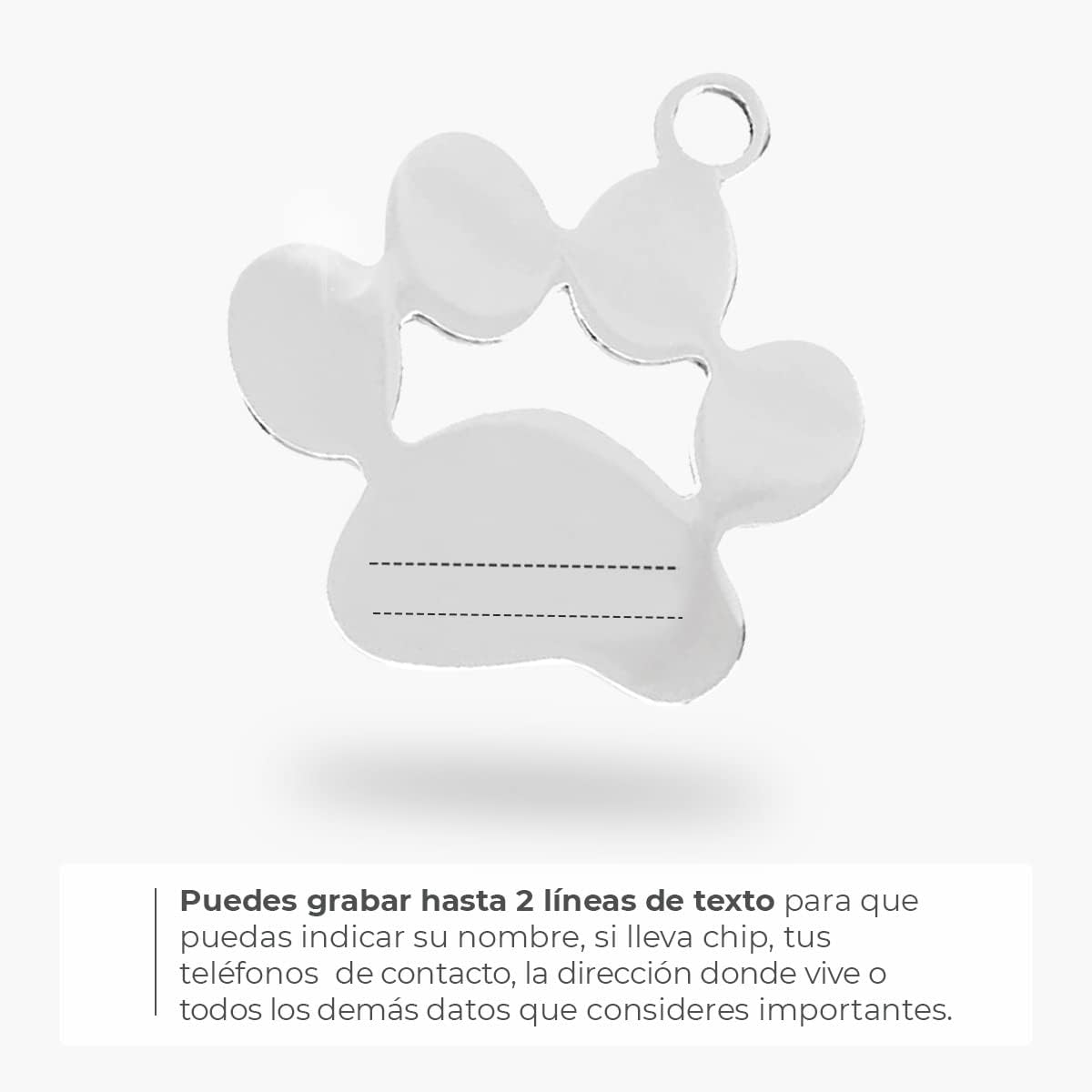 Ibera gifts - Hundemarke mit Gravur, personalisiert, in Form einer Pfote aus Edelstahl, 25x28 mm