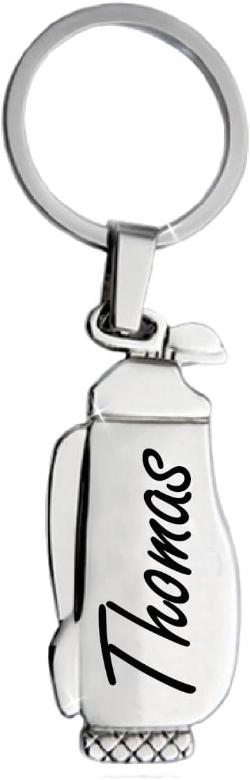 ibera gifts – Golf Schlüsselanhänger personalisiert aus Edelstahl – Schlüsselanhänger Golf mit Gravur – Golftasche – Geschenkidee für Golfer (Tasche)