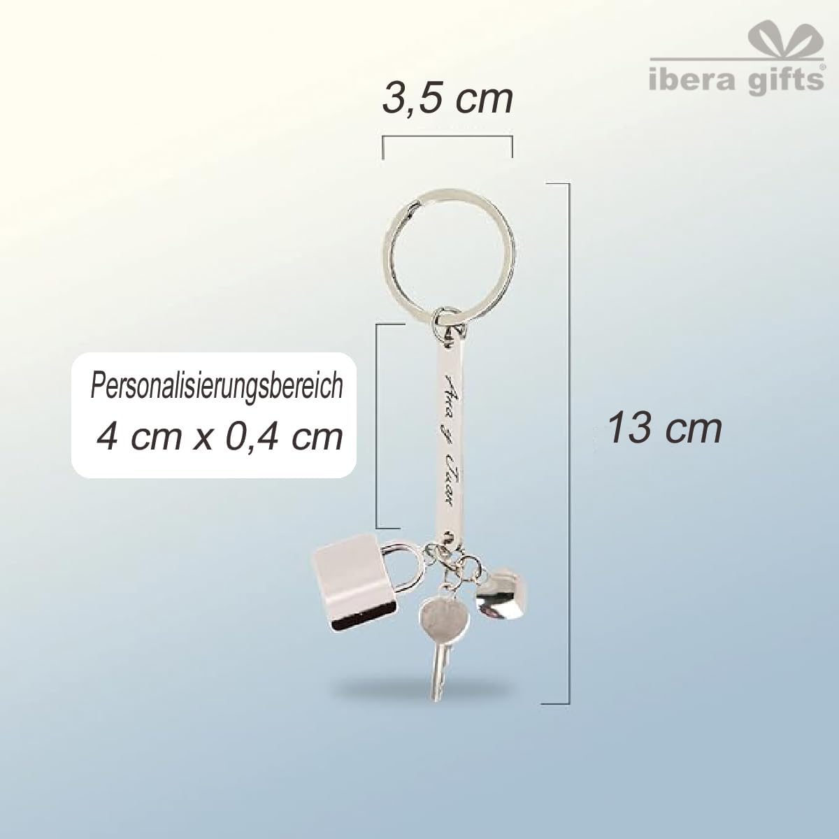 ibera gifts - Personalisierter Schlüsselanhänger Herz - Anhänger als Geschenke Mit Gravur für Freund, Freundin, Vatertag, Muttertag, Partner - Coole Schluesselanhaenger (Silbernes Vorhängeschloss)