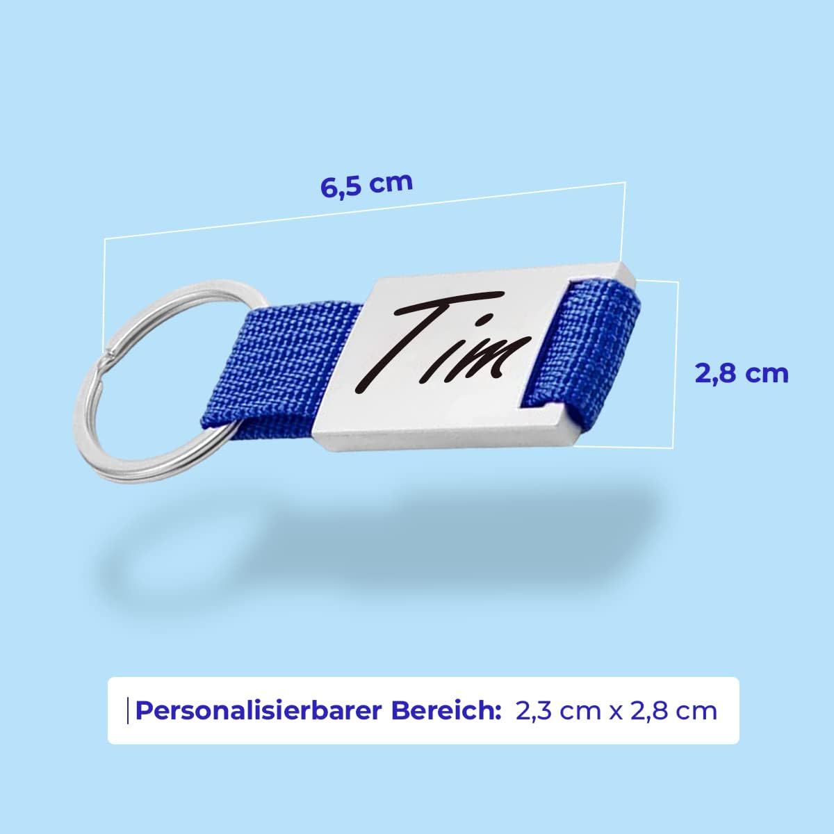 ibera gifts Personalisierter Schlüsselanhänger aus Metal/Polyester - Personalisierte Anhänger Geschenke Mit Gravur für Freund, Freundin, Vatertag, Muttertag, Partner, Mama, Papa