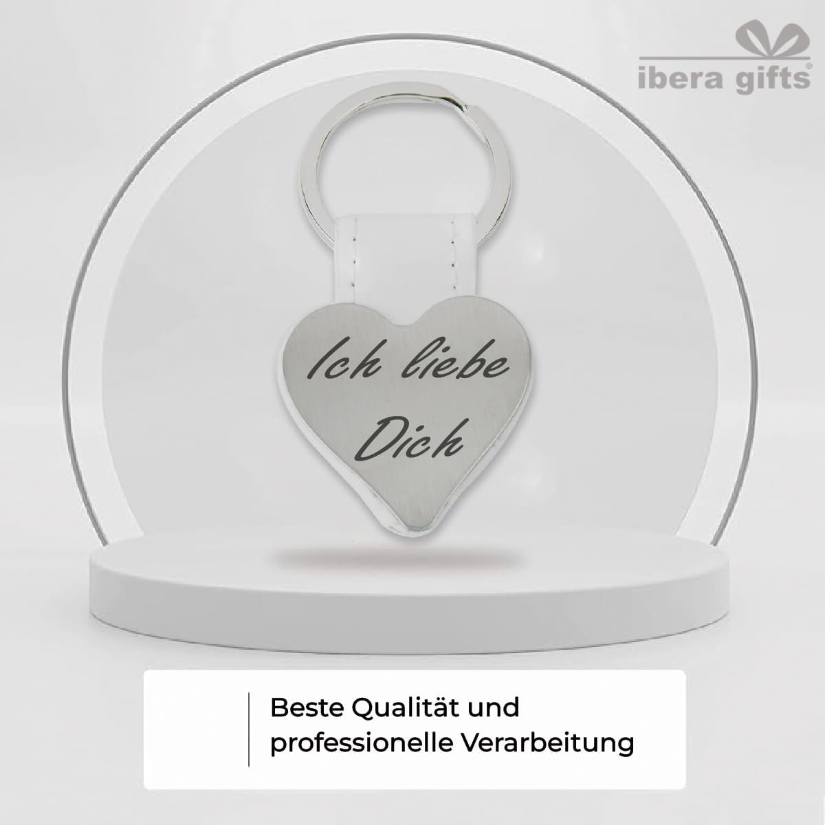 ibera gifts - Personalisierter Schlüsselanhänger in Herzform - Ideal als Geschenk für Ihren Partner, Freunde, Familie oder Kinder - Professionelle Verarbeitung