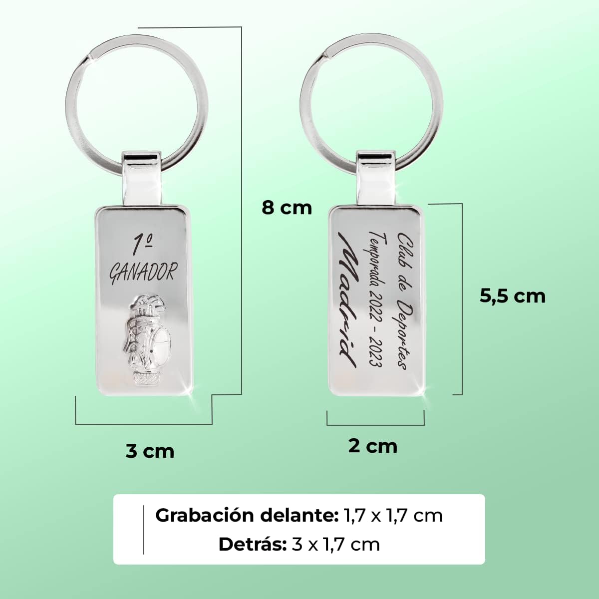 Llavero personalizado de Golf - Regalos originales personalizados Mujer, Hombre, Parejas, Novios, Amiga, Papa, Dia de Padre - Grabado con Nombre Mensaje, Llaveros originales personalizados