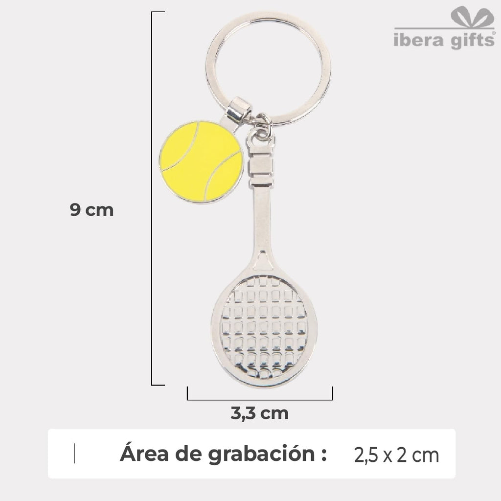 ibera gifts - Llavero Personalizado Tenis Raqueta y Pelota Grabado Láser Regalo Original Nombre Fecha Cumpleaños Amor Detalle Para Jugadores Tenis