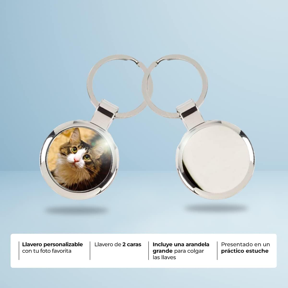 Ibera gifts - Foto Llavero personalizado Redondo - Regalos originales personalizados para Mujer Hombre Parejas Novios Amiga Papa Dia de Padre - Grabado con Imagen