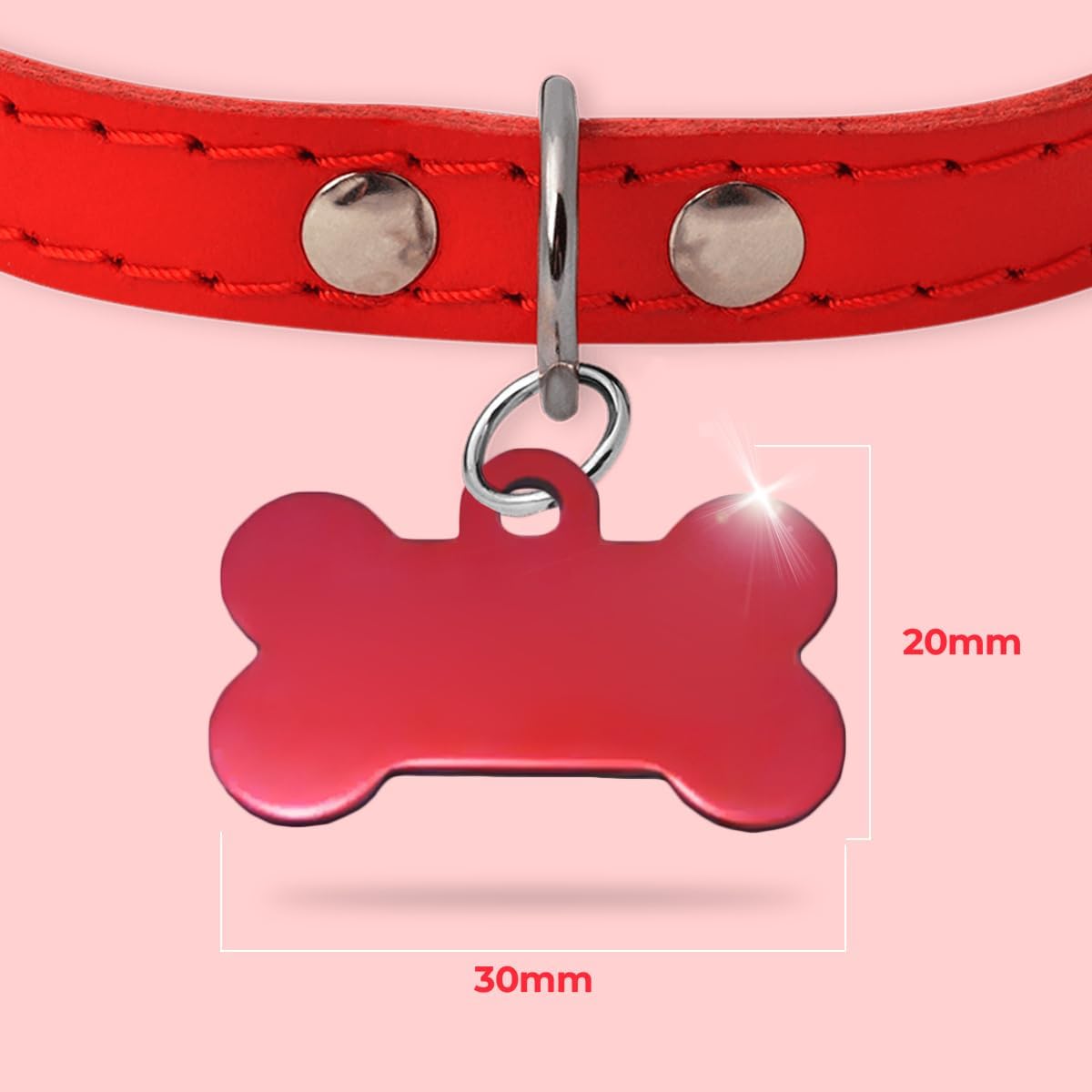 Ibera gifts - Hundemarke mit Gravur und personalisierte Hundemarke in Knochenform für kleine bis mittelgroße Hunde und Katzen (Rot, Keine Zeichnung)