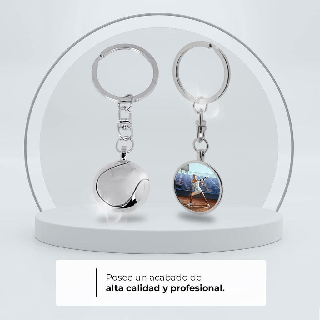 ibera gifts - Foto Llavero personalizado En Forma de pelota Tenis/Padel - Regalos originales personalizados para Mujer Hombre Parejas Novios Papa Dia del Padre - Grabado con Imagen