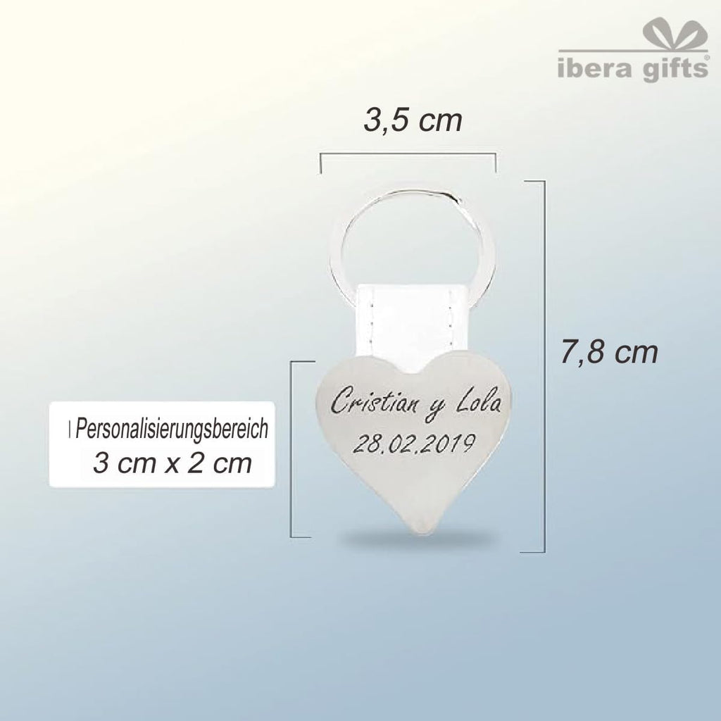 ibera gifts - Personalisierter Schlüsselanhänger in Herzform - Ideal als Geschenk für Ihren Partner, Freunde, Familie oder Kinder - Professionelle Verarbeitung