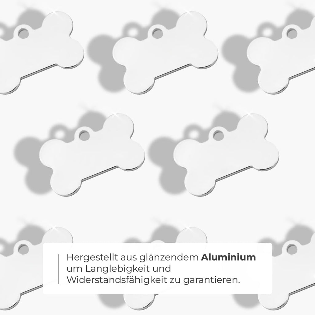 Ibera gifts - Hundemarke mit Gravur und personalisierte Hundemarke in Knochenform für mittelgroße bis große Hunde und Katzen (Silber, Keine Zeichnung)