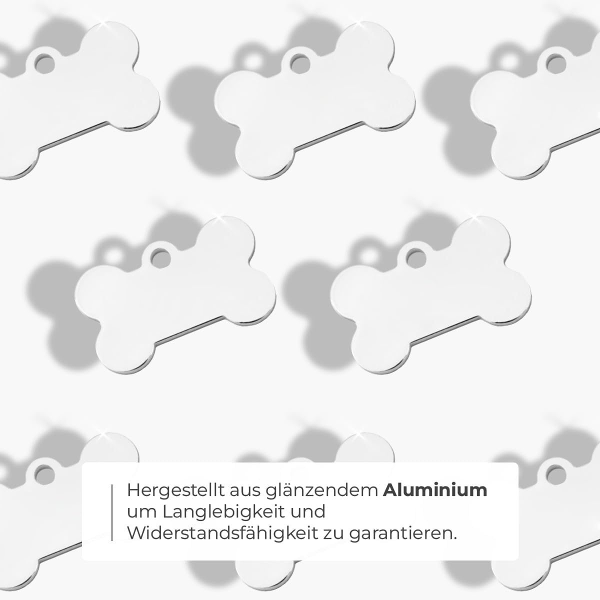 Ibera gifts - Hundemarke mit Gravur und personalisierte Hundemarke in Knochenform für mittelgroße bis große Hunde und Katzen (Silber, Keine Zeichnung)
