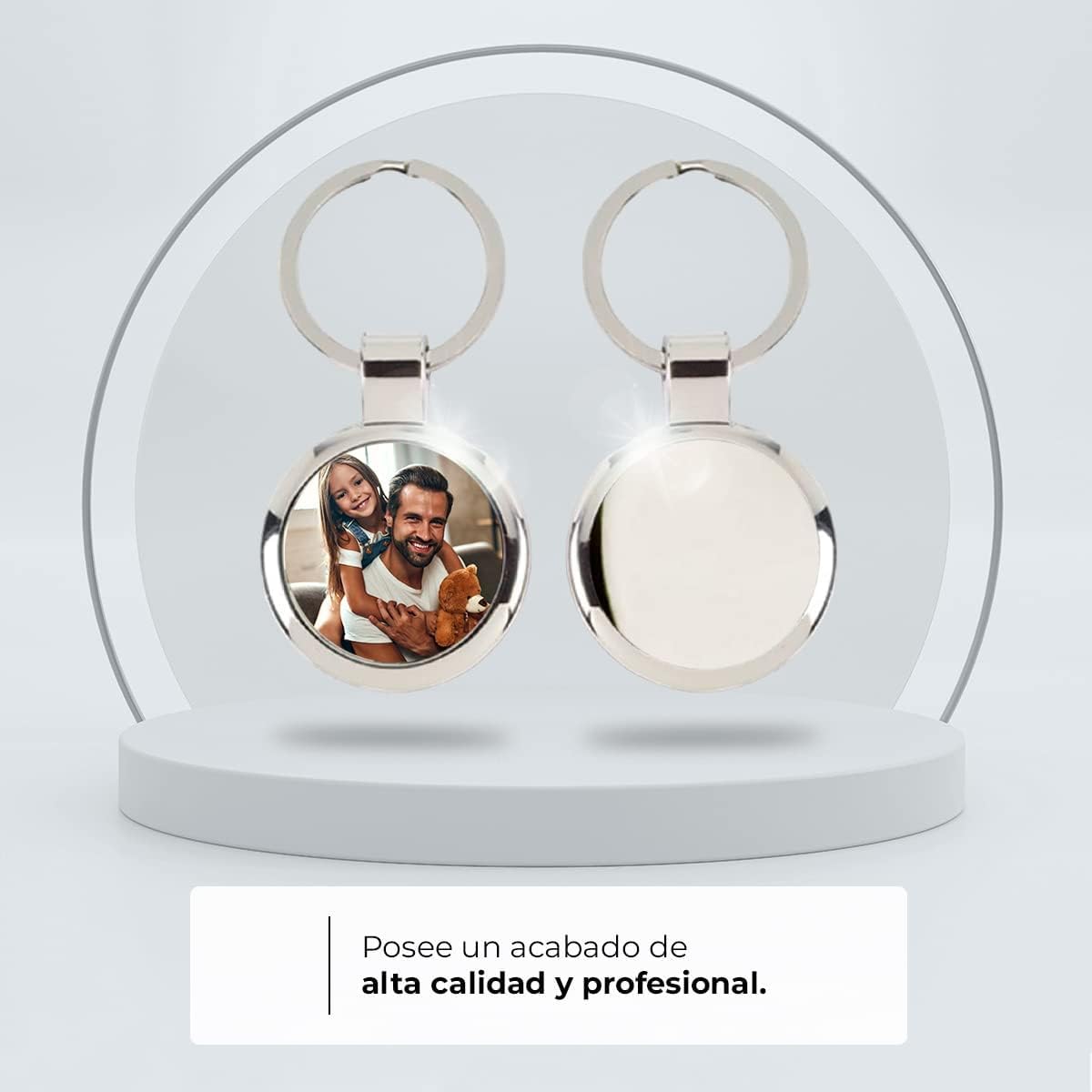 Ibera gifts - Foto Llavero personalizado Redondo - Regalos originales personalizados para Mujer Hombre Parejas Novios Amiga Papa Dia de Padre - Grabado con Imagen