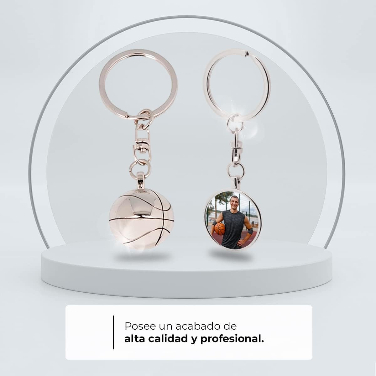 Ibera gifts - Foto Llavero personalizado En Forma de pelota Baloncesto - Regalos originales personalizados para Mujer Hombre Parejas Novios Papa Dia del Padre - Grabado con Imagen