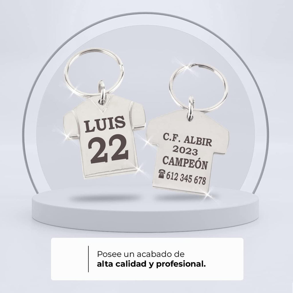 ibera gifts - Llavero Fútbol Personalizado en Forma de Camiseta, Acero Inoxidable, Regalos Entrenador Fútbol, Presentado en Bolsa de Regalo