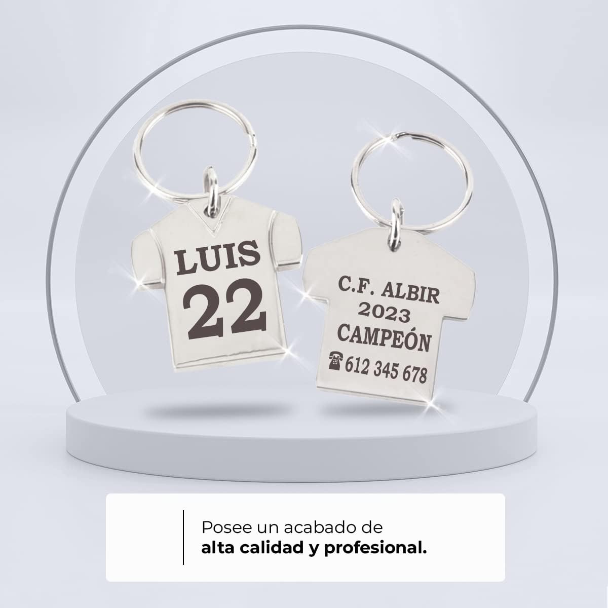 ibera gifts - Llavero Fútbol Personalizado en Forma de Camiseta, Acero Inoxidable, Regalos Entrenador Fútbol, Presentado en Bolsa de Regalo