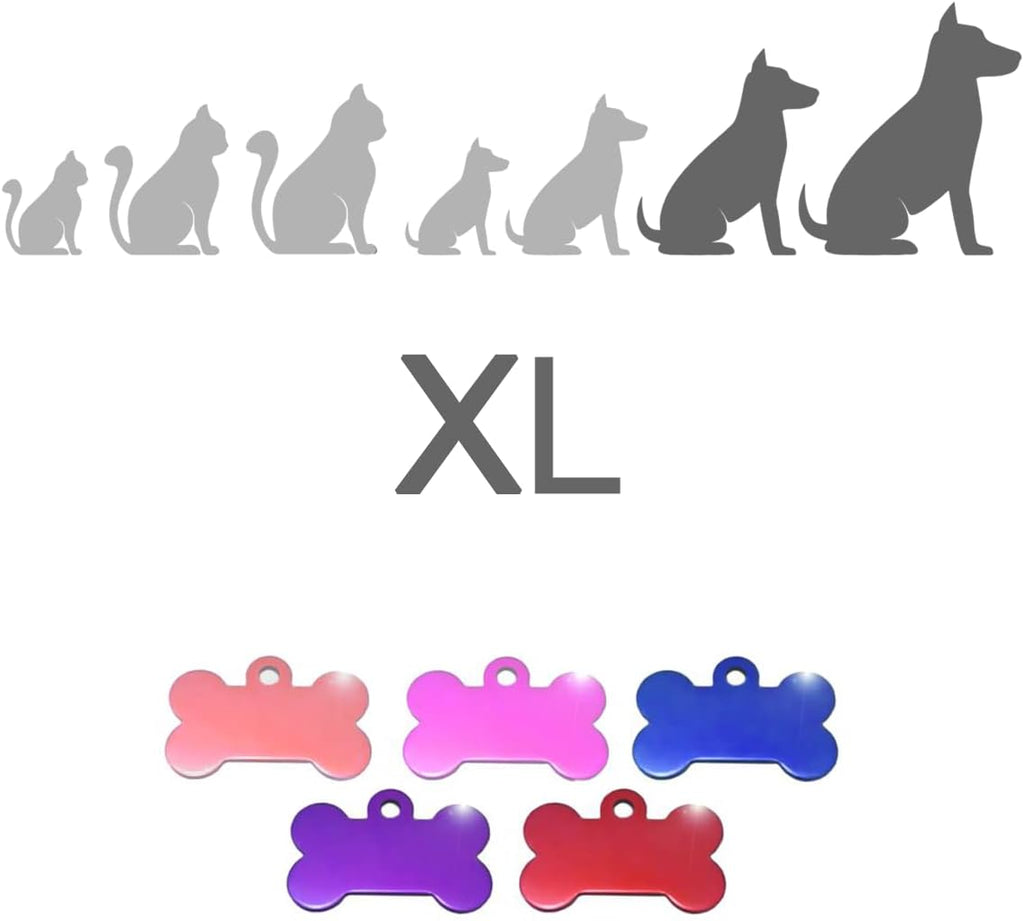 Ibera Gifts - Chapa Perro Grabada en Forma de Hueso con Dibujo de Patas, Placa Perro Personalizada para Perros y Gatos Grandes a Muy Grandes, XL, Chapa Identificativa Perro y Gato (Azul)