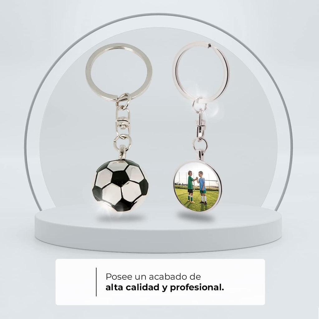 ibera gifts - Foto Llavero personalizado En Forma de pelota de futbol - Regalos originales personalizados Mujer, Hombre, Parejas, Novios, Amiga, Papa, Dia de Padre, Grabado con Imagen