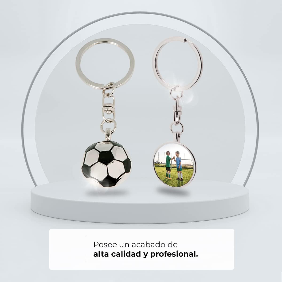 ibera gifts - Foto Llavero personalizado En Forma de pelota de futbol - Regalos originales personalizados Mujer, Hombre, Parejas, Novios, Amiga, Papa, Dia de Padre, Grabado con Imagen
