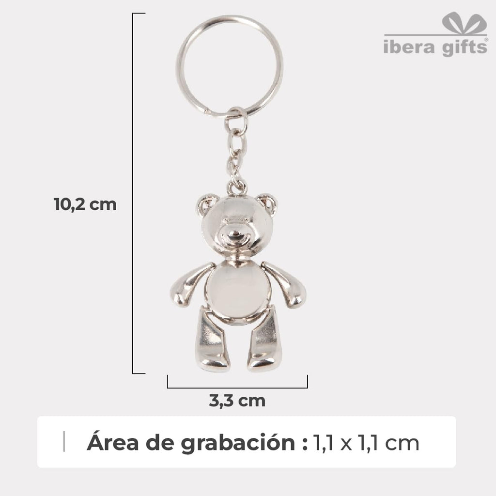 ibera gifts - Llavero Personalizado Con Nombre Grabado Láser Texto Metal Osito Regalo Original Para Pareja Familia Amigos Hombre Mujer Cumpleaños Aniversario Niños Bolsillo