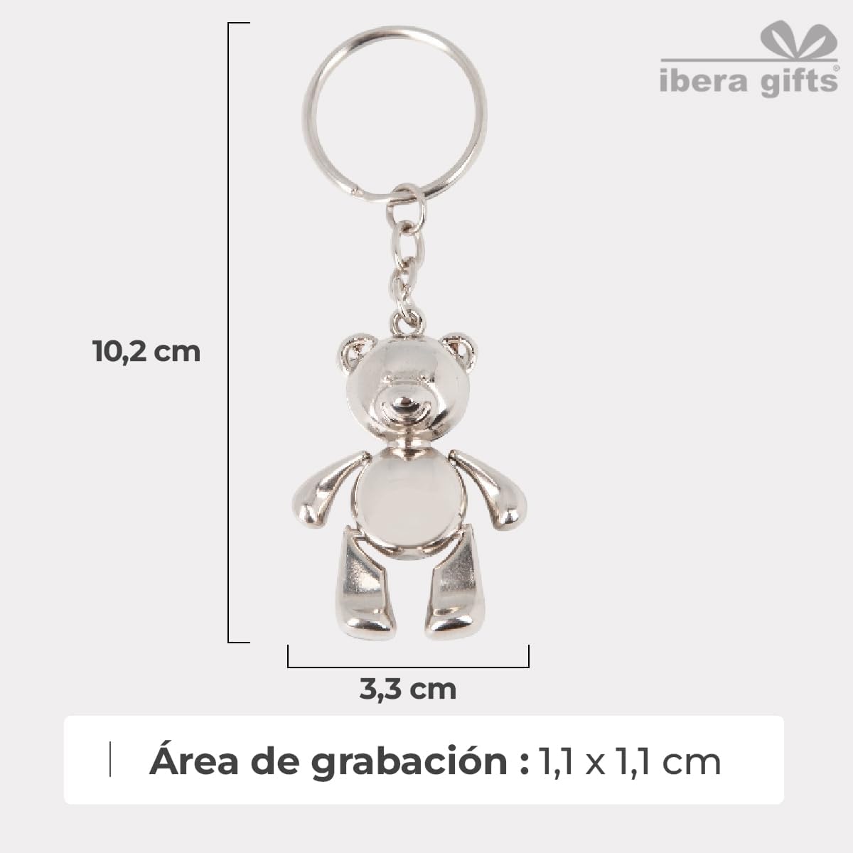 ibera gifts - Llavero Personalizado Con Nombre Grabado Láser Texto Metal Osito Regalo Original Para Pareja Familia Amigos Hombre Mujer Cumpleaños Aniversario Niños Bolsillo