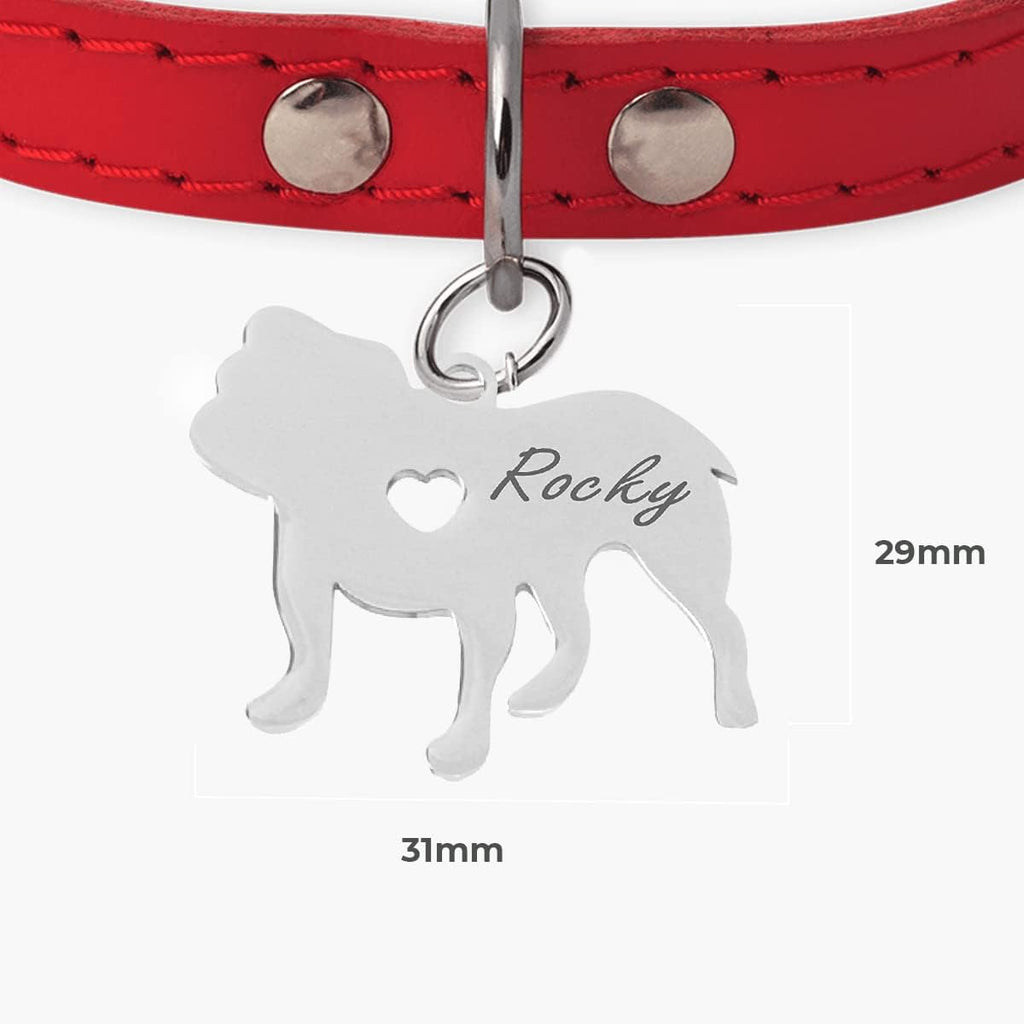 Chapa para Perro y Gato Personalizada - Ideal para Grabar su Nombre y tu Contacto - Placa Identificativa Hecha de Acero Inoxidable - Forma de Bulldog - Regalos Market