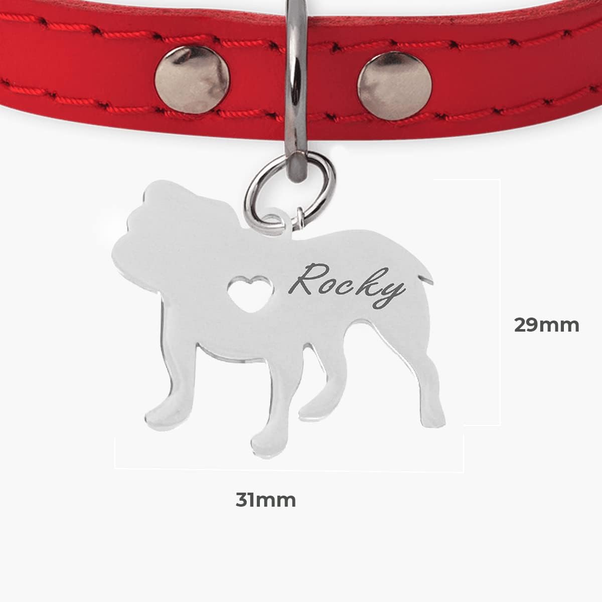 Chapa para Perro y Gato Personalizada - Ideal para Grabar su Nombre y tu Contacto - Placa Identificativa Hecha de Acero Inoxidable - Forma de Bulldog - Regalos Market
