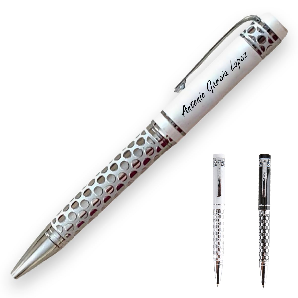 ibera gifts - Bolígrafos Personalizados, Bolígrafo Personalizado con Grabado Láser, Presentado en Bolsa de Regalo, Tamaño 14,3 cm (Negro grande)