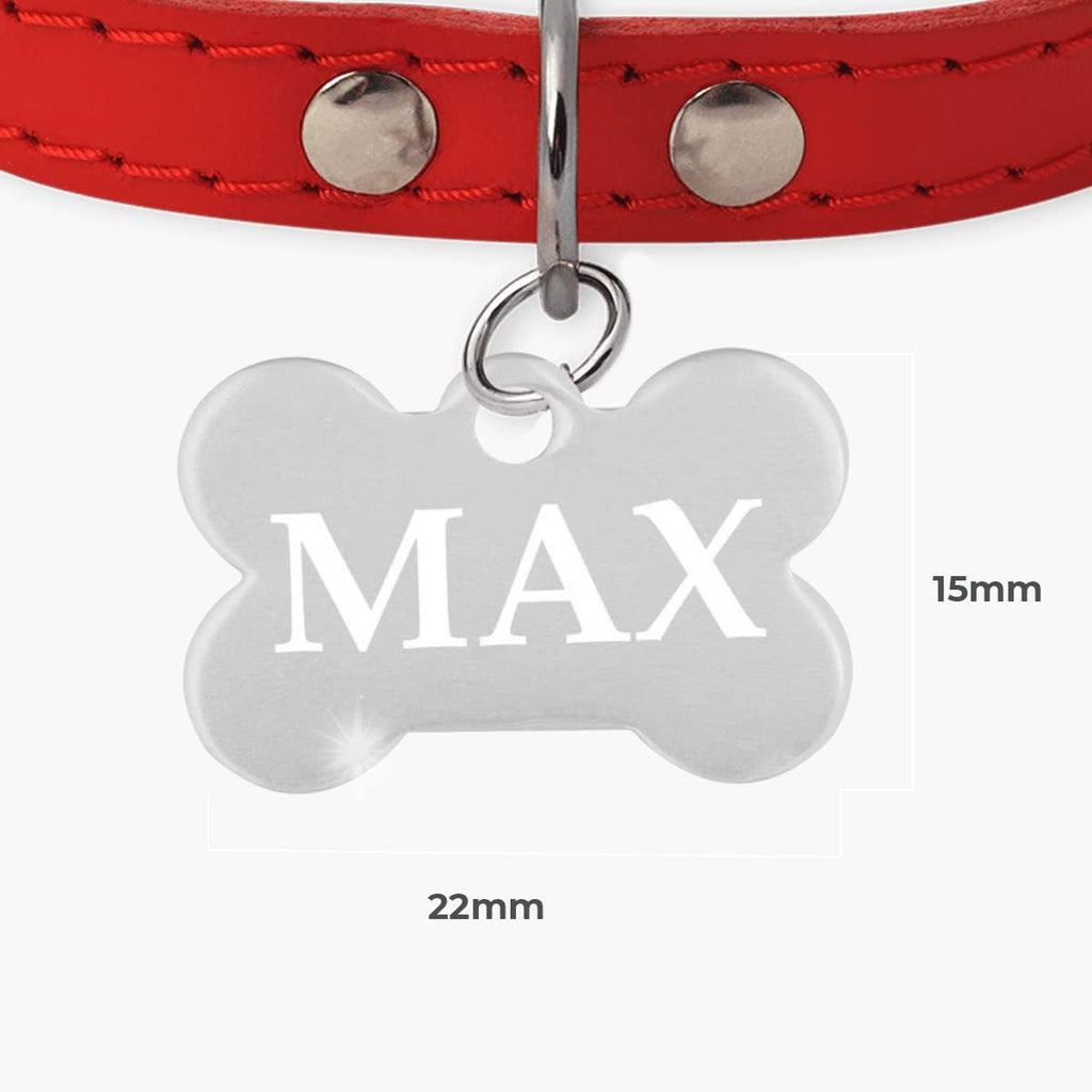 Ibera Gifts - Chapa Perro Grabada en Forma de Hueso, Placa Perro Personalizada para Perros y Gatos Muy Pequeños o Cachorros, Tamaño 22 x 15 mm, Chapa Identificativa Perro y Gato (Plateada)