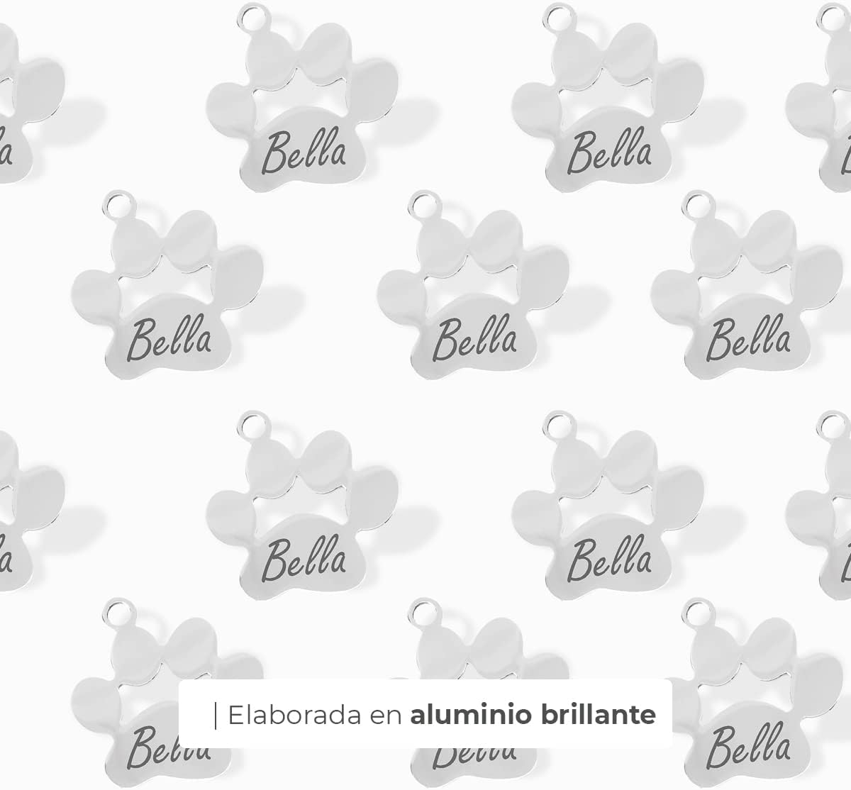 Ibera gifts - Hundemarke mit Gravur, personalisiert, in Form einer Pfote aus Edelstahl, 25x28 mm