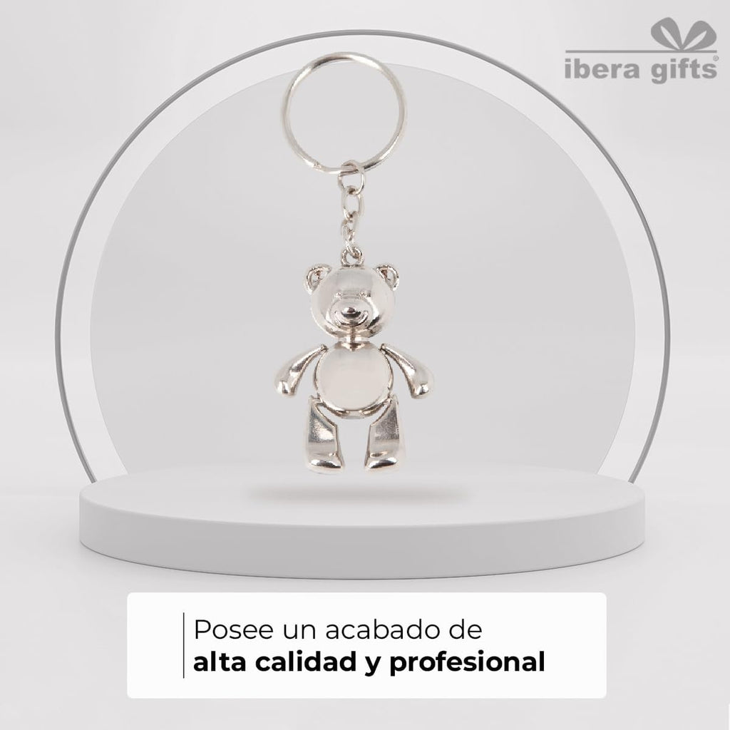 ibera gifts - Llavero Personalizado Con Nombre Grabado Láser Texto Metal Osito Regalo Original Para Pareja Familia Amigos Hombre Mujer Cumpleaños Aniversario Niños Bolsillo