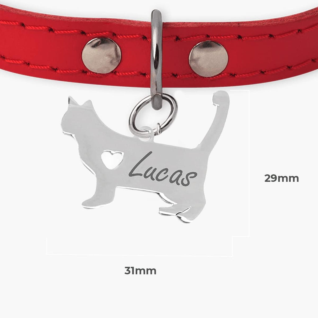 Chapa para Perro y Gato Personalizada - Ideal para Grabar su Nombre y tu Contacto - Placa Identificativa Hecha de Acero Inoxidable - Forma de Gato - Regalos Market