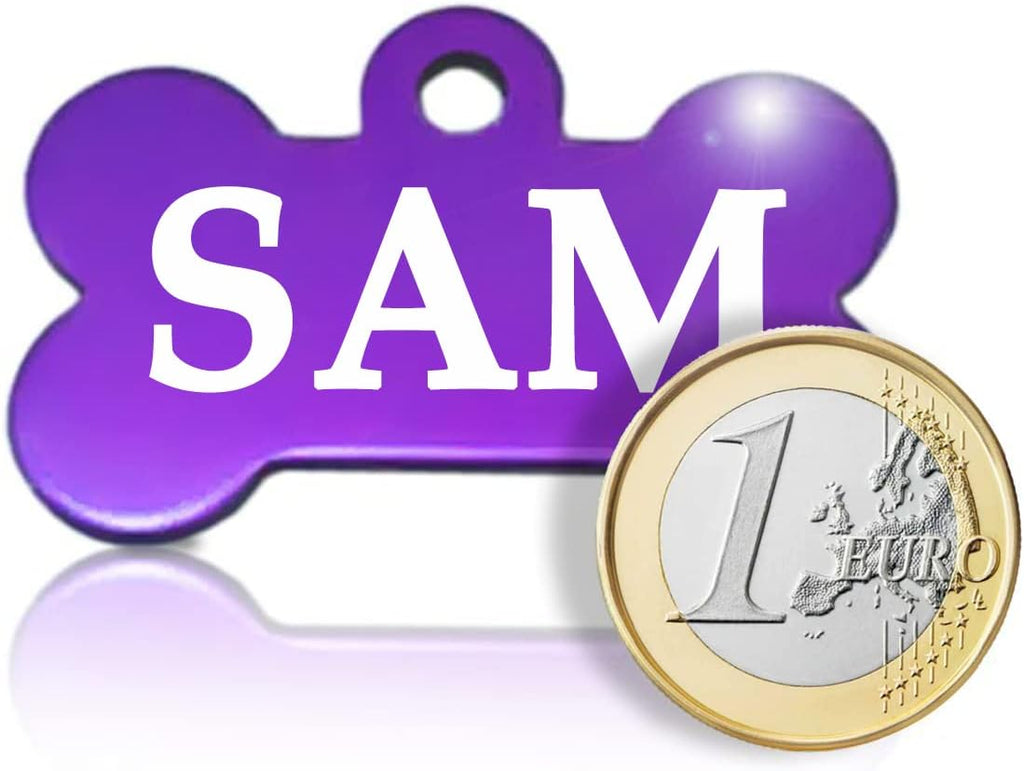 Ibera gifts - Hundemarke mit Gravur, Hundemarke personalisiert, XL, Knochenförmig, für große Haustiere, Aluminium