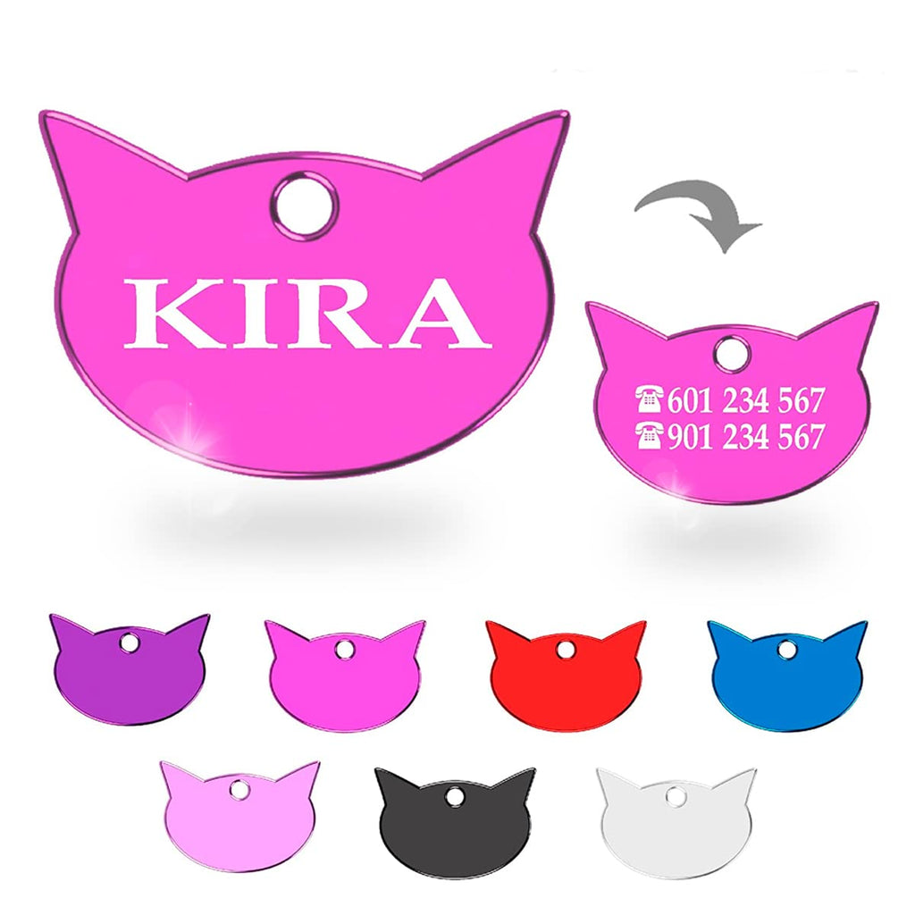 Ibera gifts - Schlüsselanhänger Katze, Anhänger Katze, Katzenmarke personalisiert, Katzengesicht, Aluminium, für kleine bis große Katzen, 25 mm x 17 mm