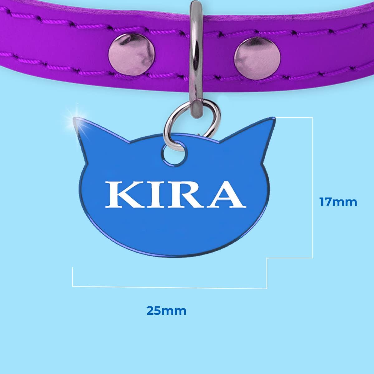 Ibera gifts - Schlüsselanhänger Katze, Anhänger Katze, Katzenmarke personalisiert, Katzengesicht, Aluminium, für kleine bis große Katzen, 25 mm x 17 mm