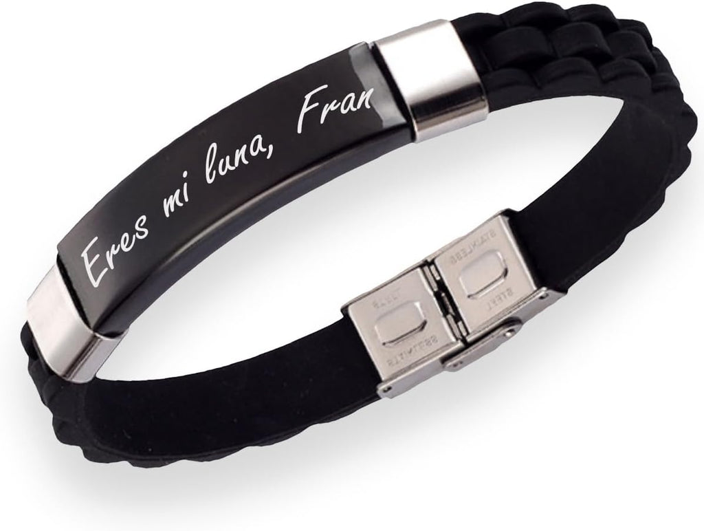 ibera gifts - Pulsera personalizada de acero inoxidable - Regalo Grabado para Hombre Mujer Parejas Amigos - Acabado profesional